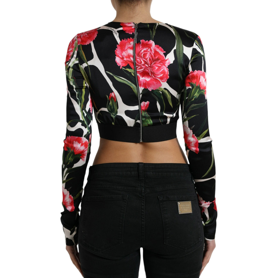 Dolce & Gabbana Multicolor Floral Long Sleeves Cropped Top