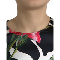 Dolce & Gabbana Multicolor Floral Long Sleeves Cropped Top