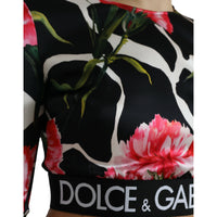 Dolce & Gabbana Multicolor Floral Long Sleeves Cropped Top