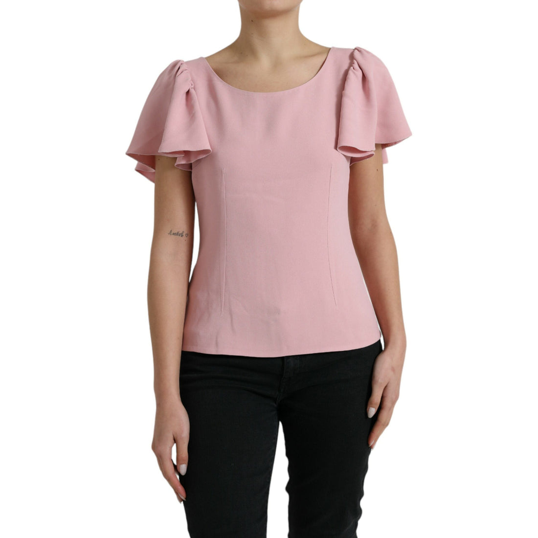 Dolce & Gabbana Pink Short Sleeves Round Neck Blouse Top