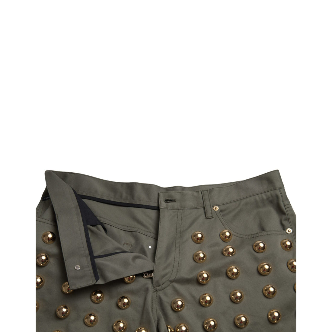 Dolce & Gabbana Green Embellished Cotton High Waist Hot Pants Shorts