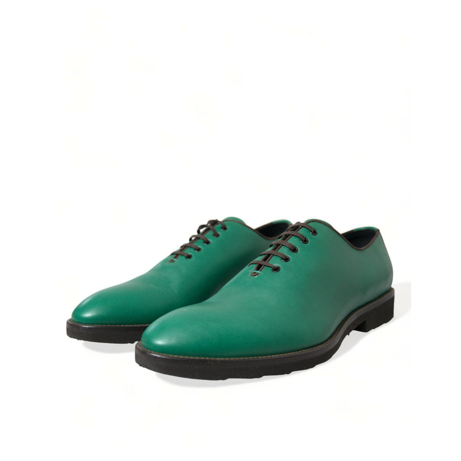 Dolce & Gabbana Green Leather Lace Up Oxford Dress Shoes