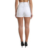 Dolce & Gabbana White Front Lace High Waist Hot Pants Shorts