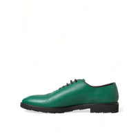 Dolce & Gabbana Green Leather Lace Up Oxford Dress Shoes