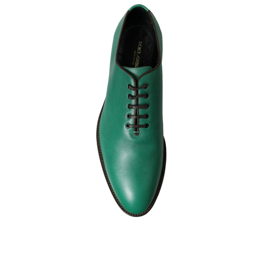 Dolce & Gabbana Green Leather Lace Up Oxford Dress Shoes