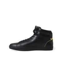 Dolce & Gabbana Black Crown Bee logo Mid Top Portofino Sneakers Shoes