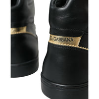 Dolce & Gabbana Black Crown Bee logo Mid Top Portofino Sneakers Shoes