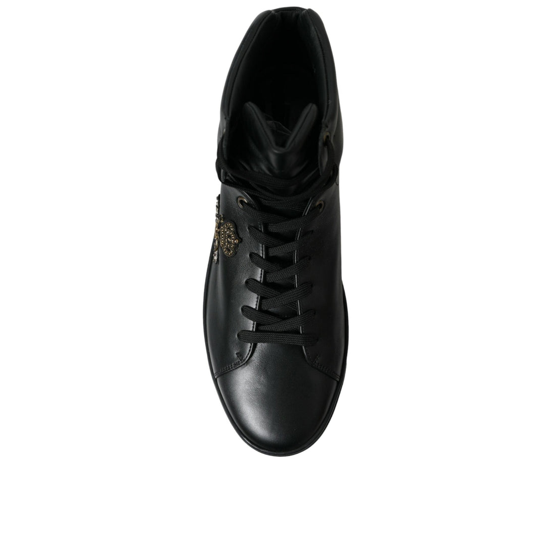 Dolce & Gabbana Black Crown Bee logo Mid Top Portofino Sneakers Shoes