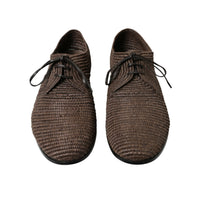 Dolce & Gabbana Brown Raffia Lace Up Derby Dress Shoes