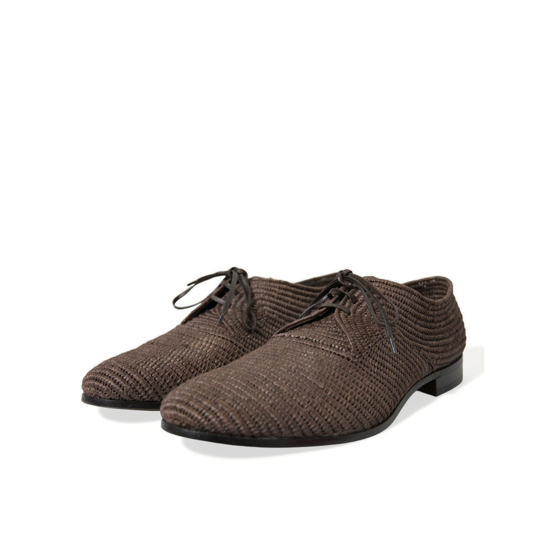 Dolce & Gabbana Brown Raffia Lace Up Derby Dress Shoes