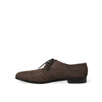 Dolce & Gabbana Brown Raffia Lace Up Derby Dress Shoes