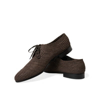 Dolce & Gabbana Brown Raffia Lace Up Derby Dress Shoes