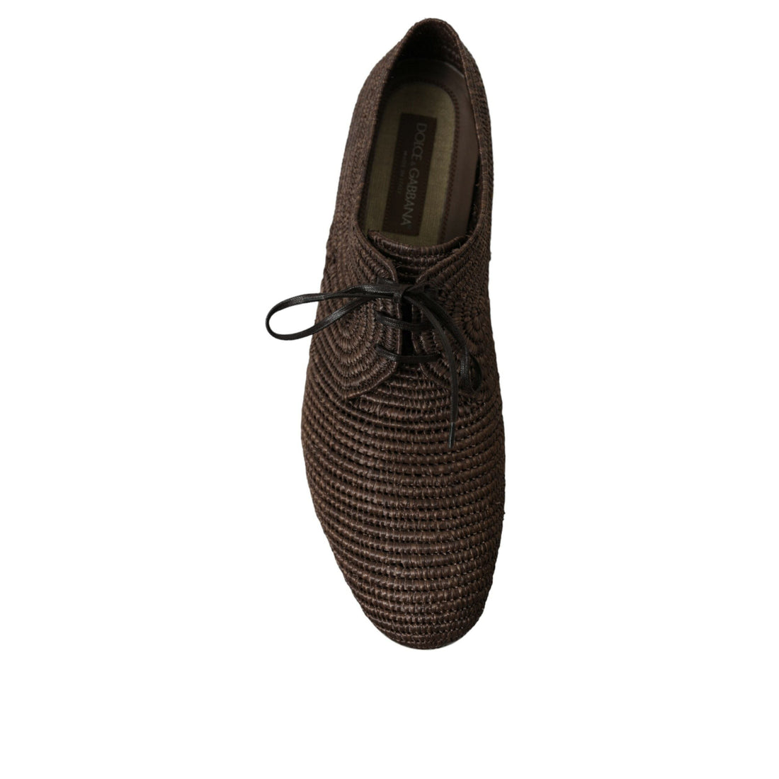 Dolce & Gabbana Brown Raffia Lace Up Derby Dress Shoes