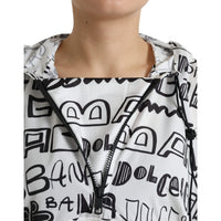 Dolce & Gabbana White Logo Print Hooded Blouson T-shirt Top