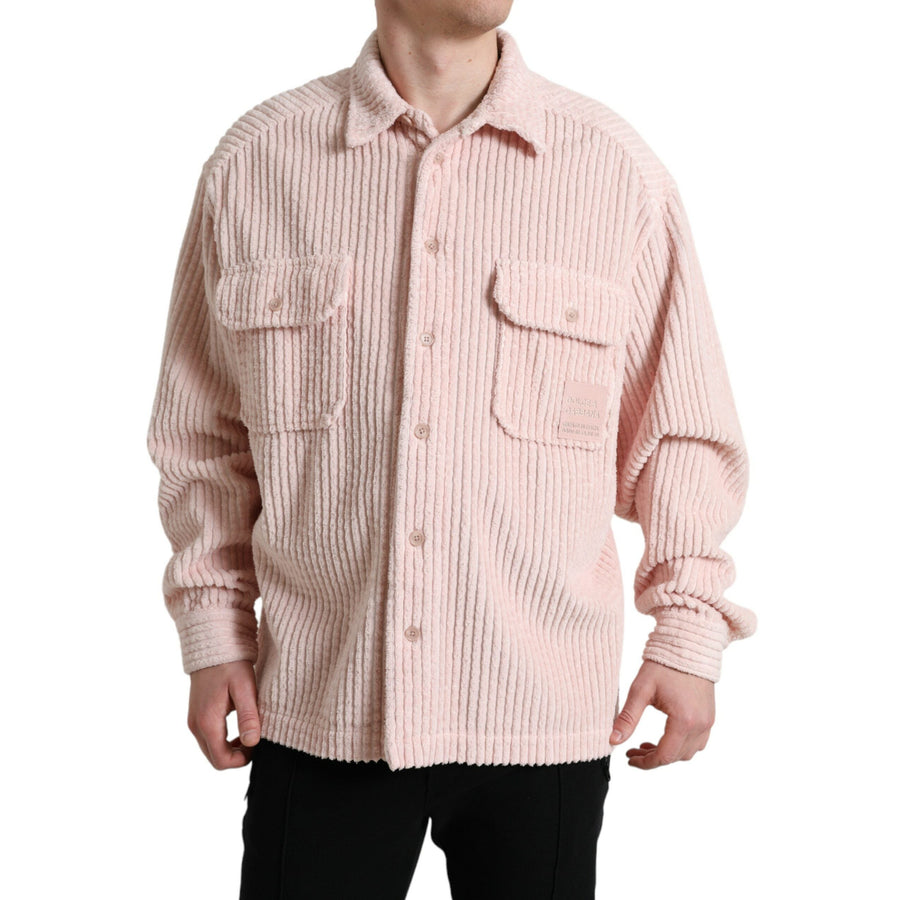 Dolce & Gabbana Pink Cotton Collared Button Shirt Sweater