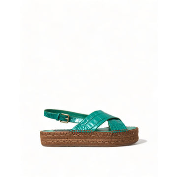 Dolce & Gabbana Elegant Green Espadrille Platform Sandals