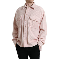 Dolce & Gabbana Pink Cotton Collared Button Shirt Sweater