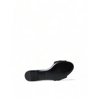 Dolce & Gabbana Elegant Black Heart Embroidery Slide Sandals