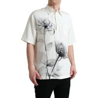 Dolce & Gabbana Off White Floral Print Collared Polo T-shirt