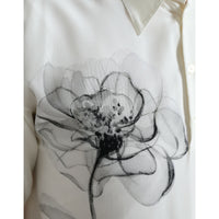 Dolce & Gabbana Off White Floral Print Collared Polo T-shirt