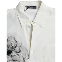 Dolce & Gabbana Off White Floral Print Collared Polo T-shirt