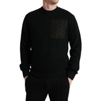 Dolce & Gabbana Black Cotton Crew Neck Men Pullover Sweater