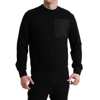 Dolce & Gabbana Black Cotton Crew Neck Men Pullover Sweater