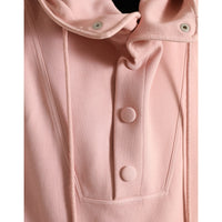 Dolce & Gabbana Pink Cotton Hooded Pockets Pullover Sweater