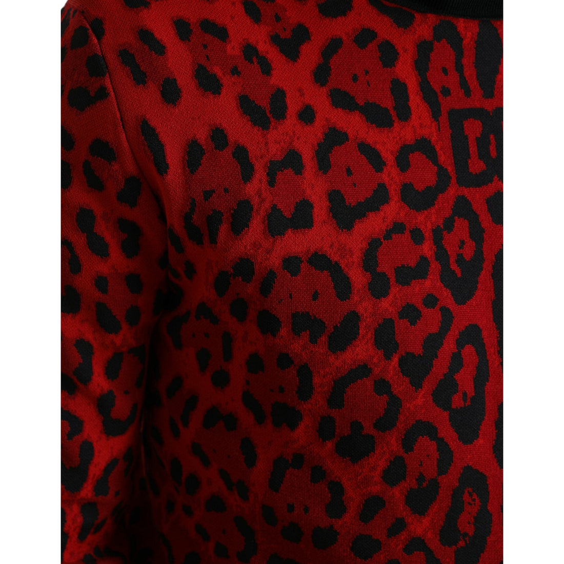 Dolce & Gabbana Red Leopard Print Turtleneck Pullover Sweater