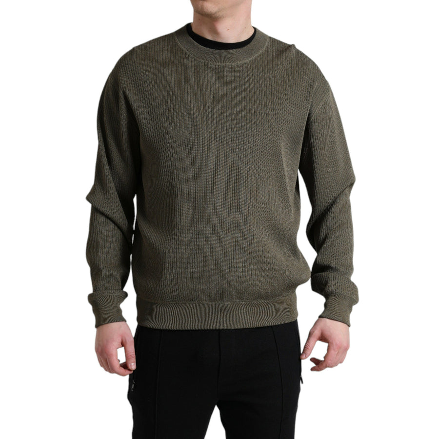 Dolce & Gabbana Green Viscose Crew Neck Men Pullover Sweater