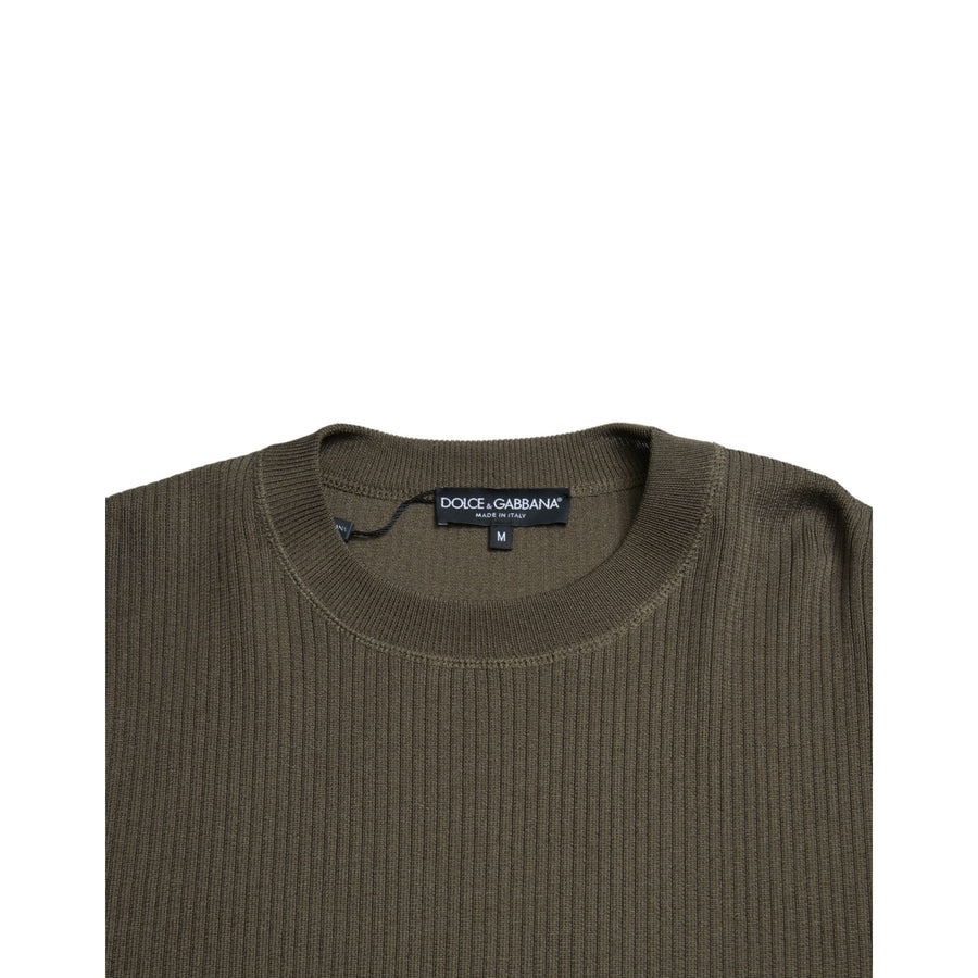 Dolce & Gabbana Green Viscose Crew Neck Men Pullover Sweater