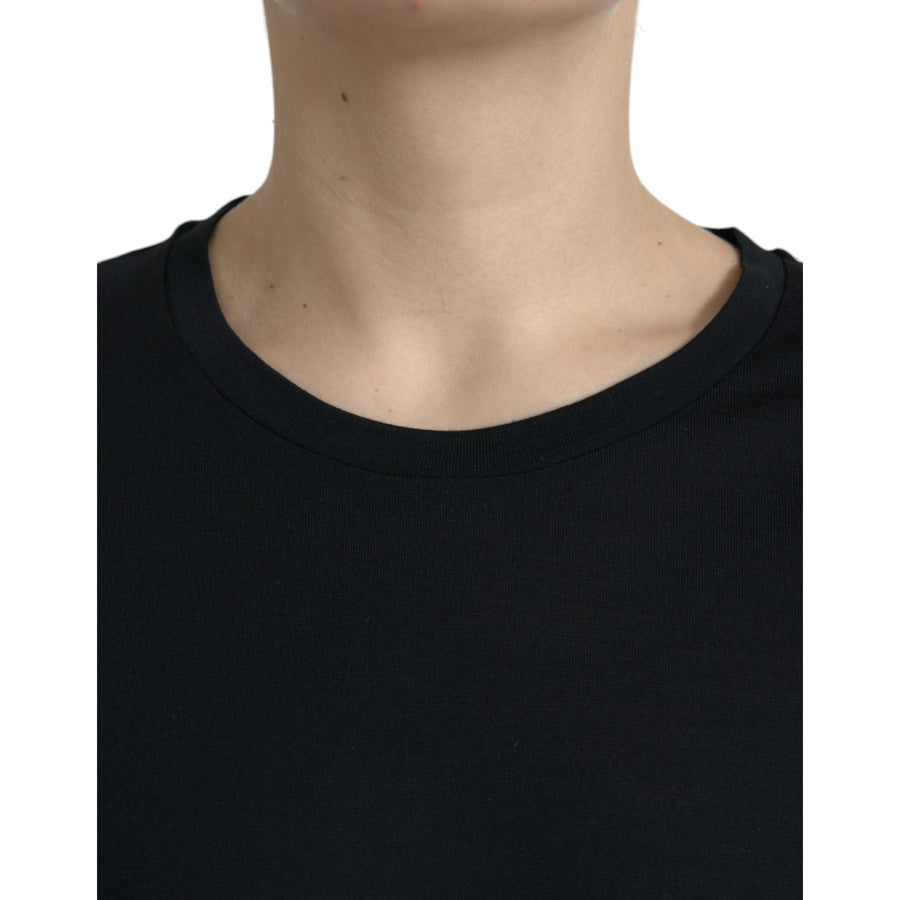 Dolce & Gabbana Black Wool Short Sleeves Crewneck Top T-shirt