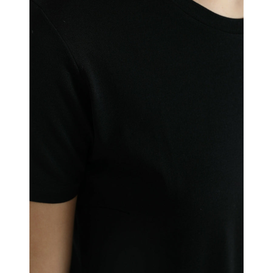 Dolce & Gabbana Black Wool Short Sleeves Crewneck Top T-shirt