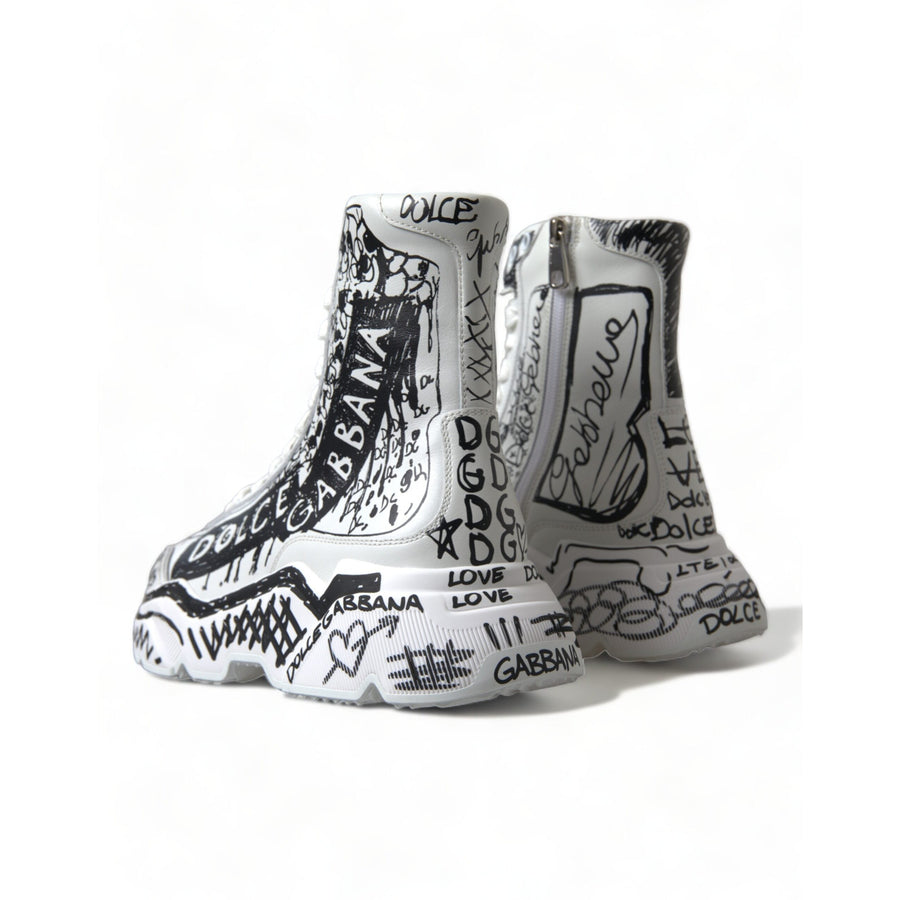 Dolce & Gabbana Daymaster Graffiti Print Mid Top Sneakers