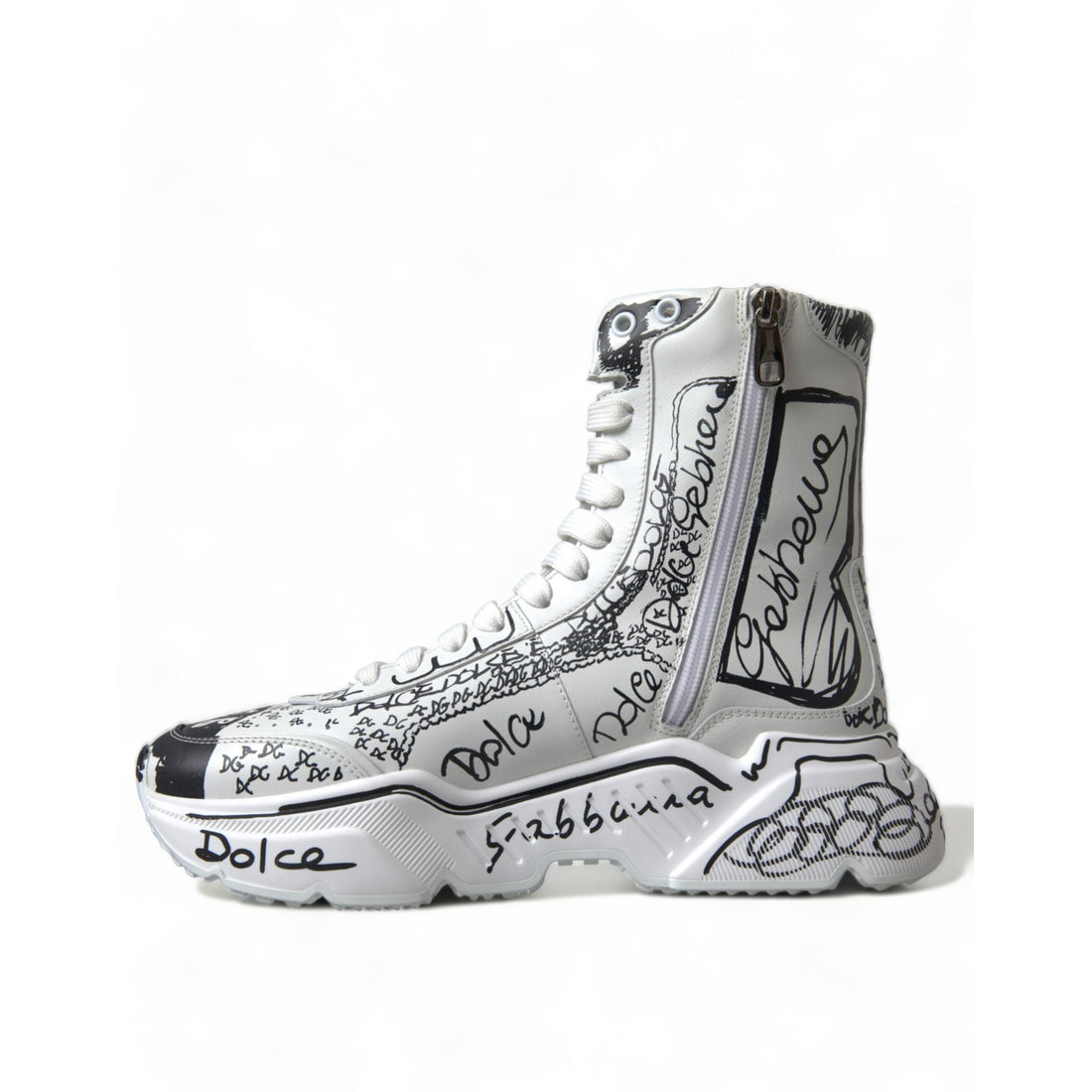 Dolce & Gabbana Daymaster Graffiti Print Mid Top Sneakers