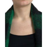 Dolce & Gabbana Black Green Buffalo Check Poncho Coat Jacket