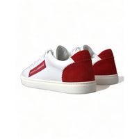 Dolce & Gabbana Chic White Leather Sneakers with Red Accents