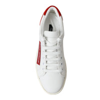 Dolce & Gabbana Chic White Leather Sneakers with Red Accents