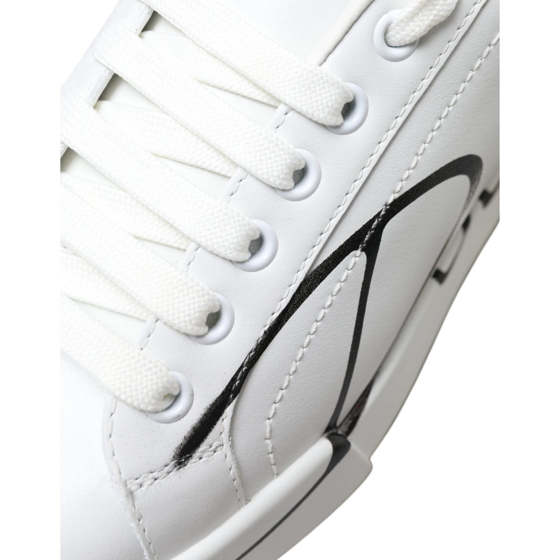 Dolce & Gabbana Elegant White & Gold Leather Sneakers