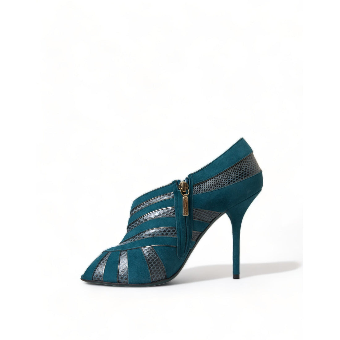 Dolce & Gabbana Teal Suede Peep Toe Heels Pumps