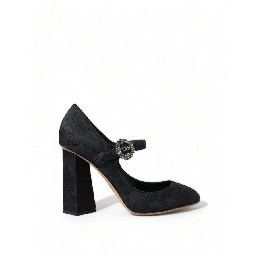 Dolce & Gabbana Chic Black Brocade Mary Janes Pumps