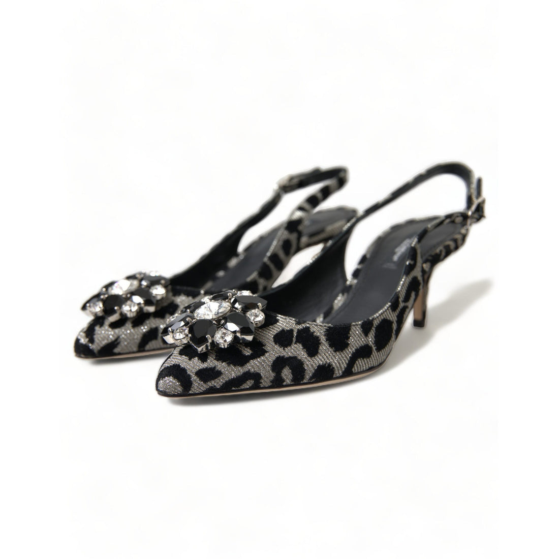 Dolce & Gabbana Crystal Leopard Slingback Heels Pumps