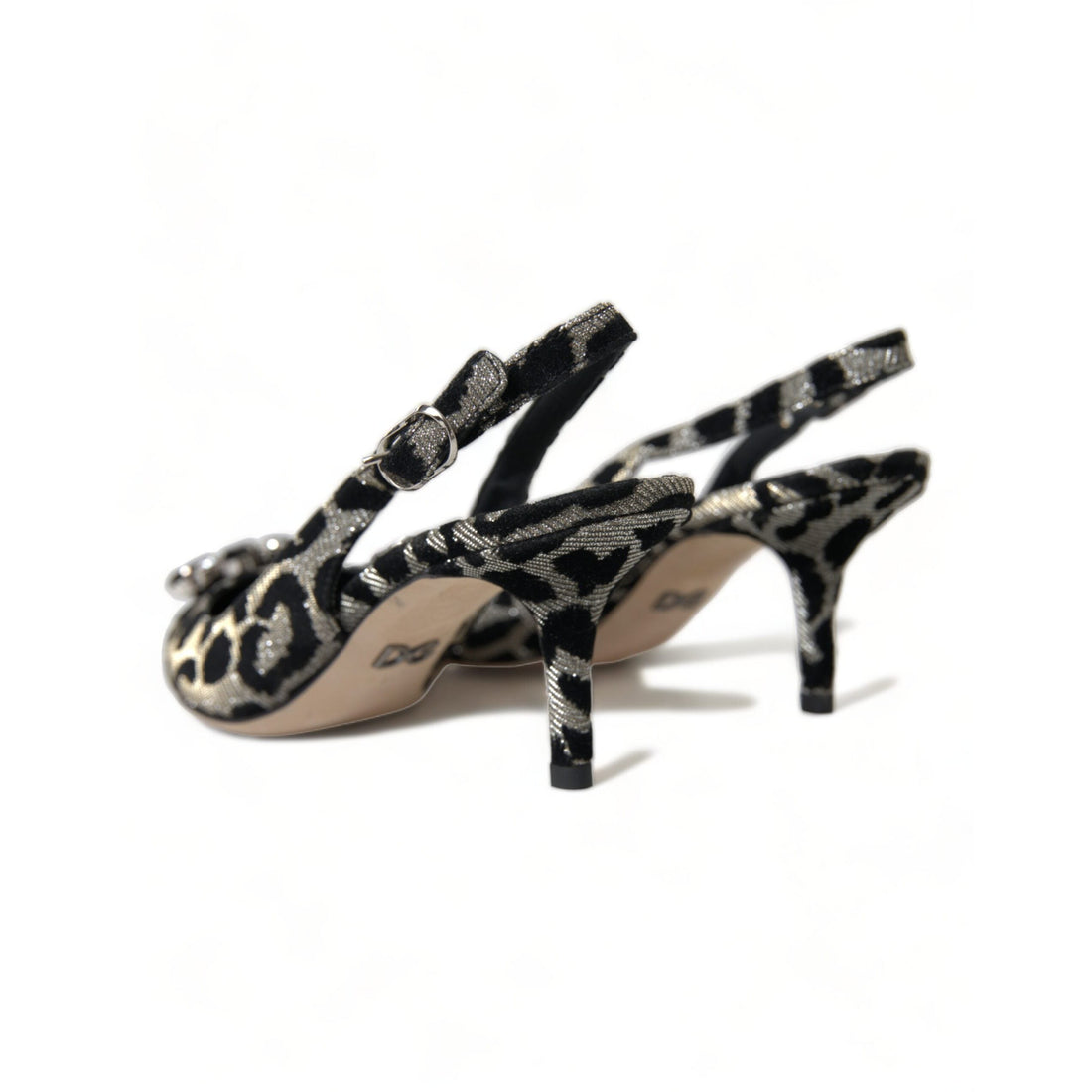 Dolce & Gabbana Crystal Leopard Slingback Heels Pumps