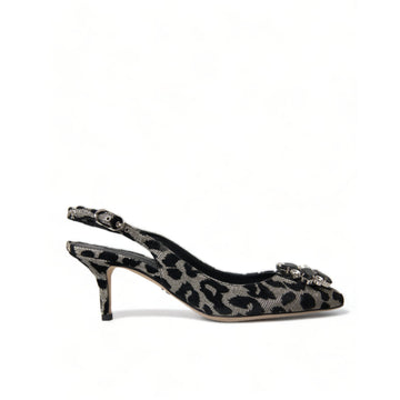 Dolce & Gabbana Crystal Leopard Slingback Heels Pumps