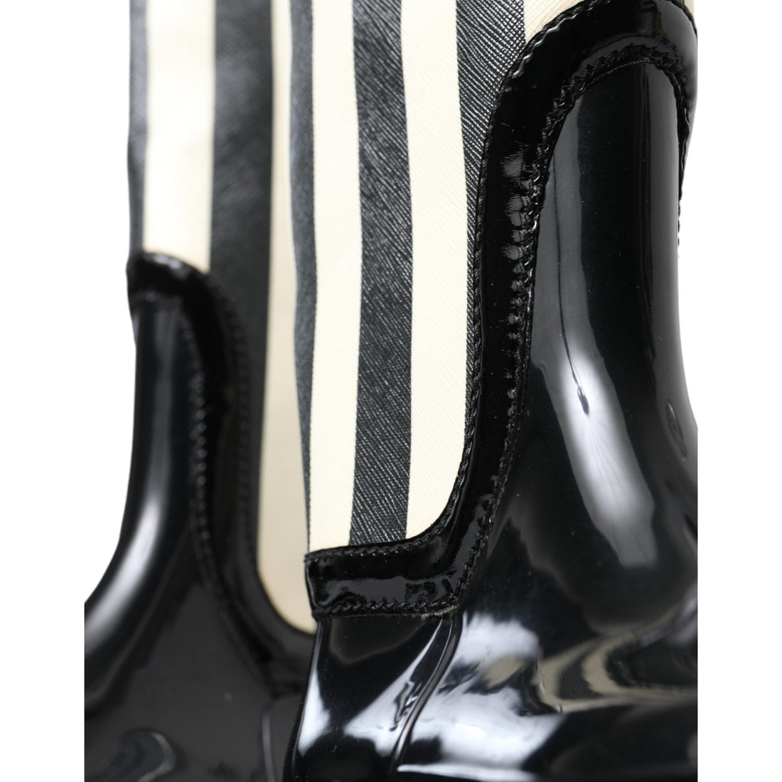 Dolce & Gabbana Black and White Striped Knee High Boots