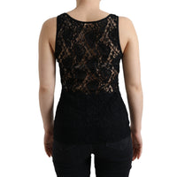 Dolce & Gabbana Elegant Lace Tank Top with Logo Stripe