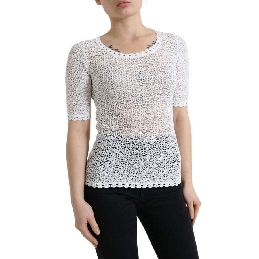 Dolce & Gabbana Elegant White Knitted Round Neck Top