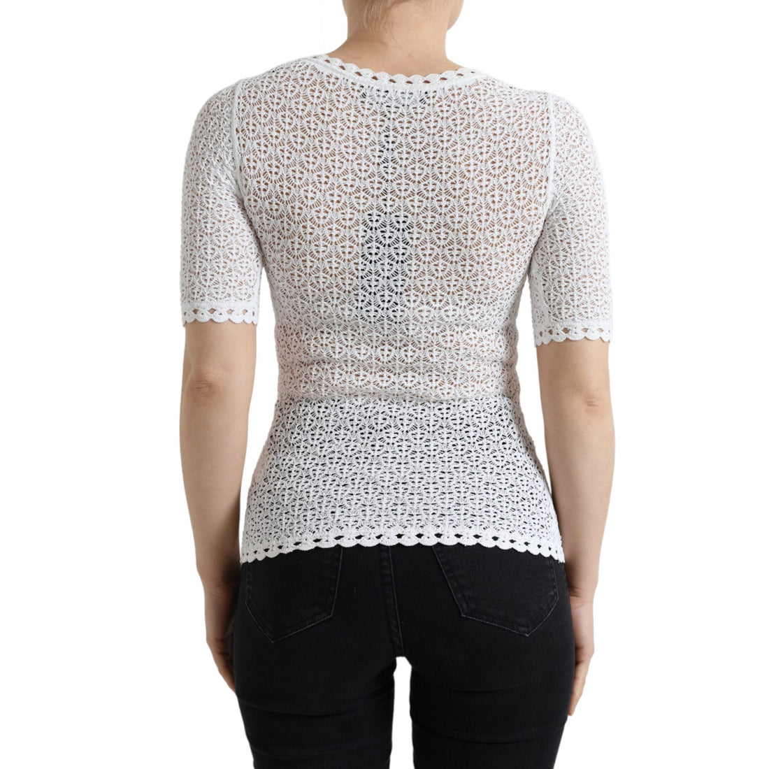 Dolce & Gabbana Elegant White Knitted Round Neck Top