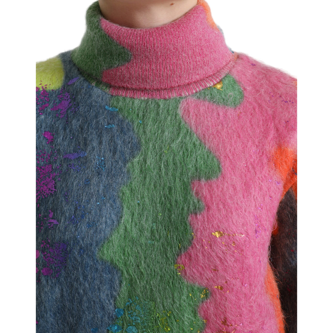 Dolce & Gabbana Multicolor Mohair Stripe Turtleneck Sweater