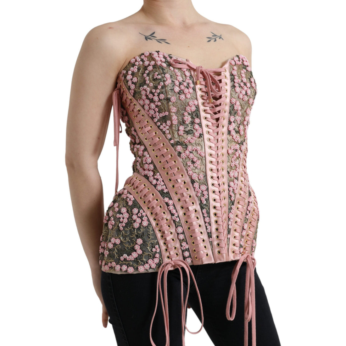 Dolce & Gabbana Silken Nylon Bustier Corset Top in Pink